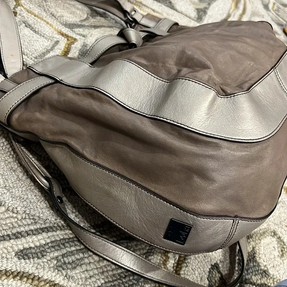 💕 Kooba taupe gray silver soft leather x large satchel shoulder bag - Picture 10 of 16